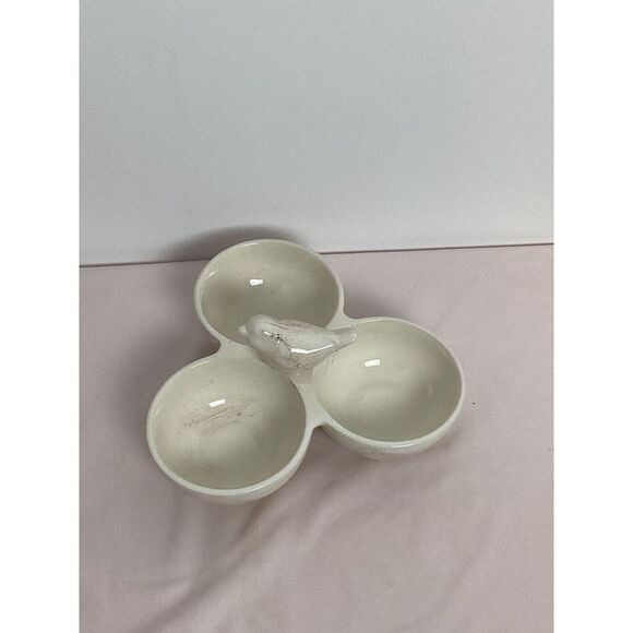 Dennis East Nut Olive Spread 3 Section Nest Bowl Bird Pottery Dish - Picture 2 of 5
